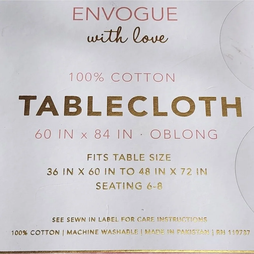 Envogue Shabby Chic Hearts‎ And Cherries Design Cotton Tablecloth 60x84in Oblong